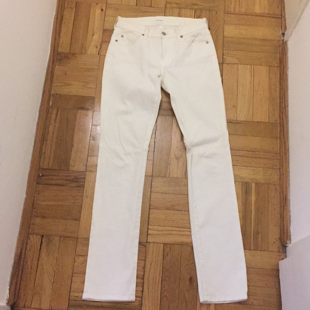 7 for all Mankind Kimmie Straight Leg White Jeans